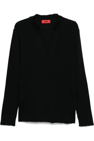 424 FAIRFAX Top, Herre, Sort, S, Sort V-hals T-shirts og Polos