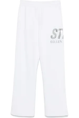 Golden Goose Bukser, Dame, Hvid, S, Uld, Hvide elastikbåndsbukser med lommer