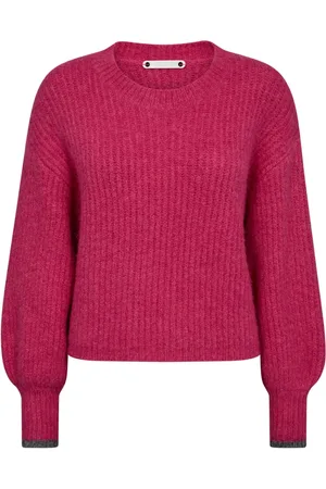 Co`Couture Strik, Dame, Lyserød, M, Uld, Striktrøje med Pufærmer