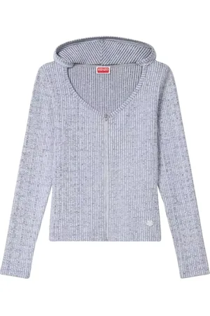 Kenzo Sweathshirts & Hoodies, Dame, Grå, XS, Bomuld, Stribet lynlås hættetrøje