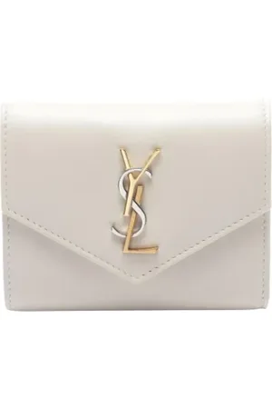 Saint Laurent Pre-owned, Dame, Hvid, ONE SIZE, Tyl, Pre-owned Laeder punge