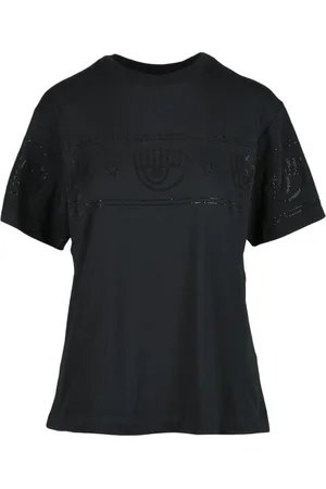 Chiara Ferragni Top, Dame, Sort, XS, Bomuld, Bomuldst-shirt med unikt design