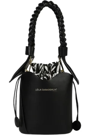 Lola Casademunt Taske, Dame, Sort, ONE SIZE, Læder, Dyremønster Crossbody Taske med Flettede Håndtag