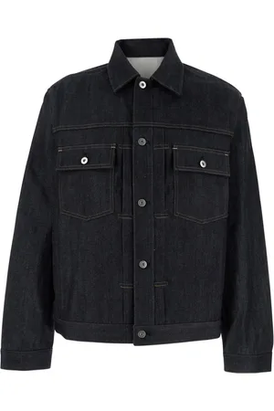 Jil Sander Jakke, Herre, Blå, L, Denim, Blå Denimjakke med Klassisk Krave