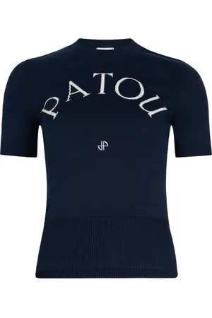 Patou Strik, Dame, Blå, L, Sort Crew Neck Sweater