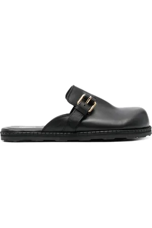 Moschino Sko, Herre, Sort, 42 EU, Sort Spænde Sandaler Flad Gummisål