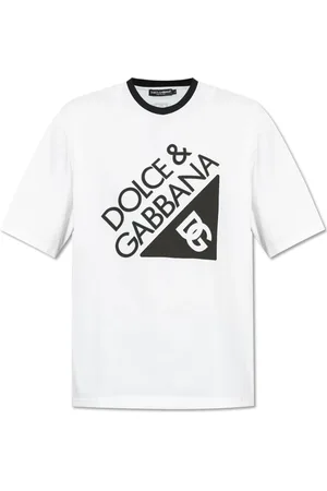 Dolce & Gabbana Top, Herre, Hvid, XL, Bomuld, T-shirt med trykt logo