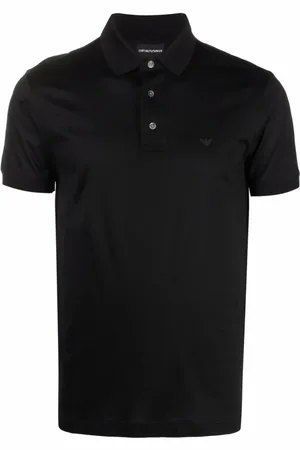 Emporio Armani Top, Herre, Sort, L, Bomuld, Sort Bomuldsblanding Broderet Logo Polo