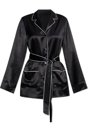 Dolce & Gabbana Bluser & Skjorter, Dame, Sort, 2XS, Silkeskjorte med bælte