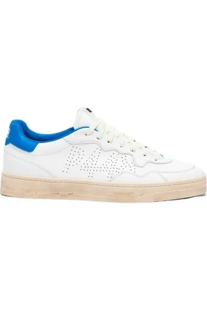 P448 Sko, Herre, Hvid, 43 EU, Læder, Bali Sneakers, Orlando - Hvid Læder med Blå Hæl