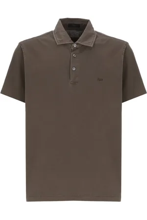 FAY Top, Herre, Brun, M, Bomuld, Brun Polo Skjorte med Knapper