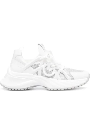 Pinko Sko, Dame, Hvid, 36 EU, Uld, Hvide Sneakers med 3,5 cm Hæl