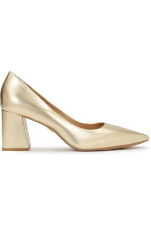 Kazar Sko, Dame, Gul, 36 EU, Uld, Guld pumps med en bred hæl