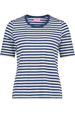 Betty Barclay Top, Dame, Blå, 4XL, Uld, Stribet Basis T-shirt Trendy Stil