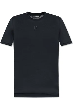 Dolce & Gabbana Top, Herre, Blå, L, Tyl, T-shirt med broderet logo