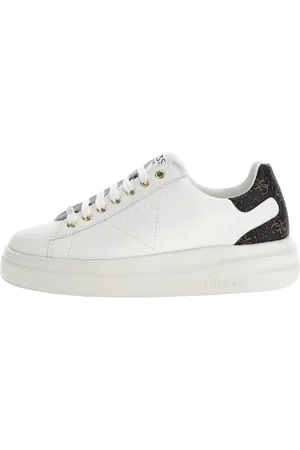 Guess Sko, Dame, Hvid, 38 EU, Læder, Elbina Læder Sneakers med 4G Logo