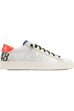 P448 Sko, Herre, Hvid, 42 EU, Læder, Jack Sneakers Hvid Koraller Blå