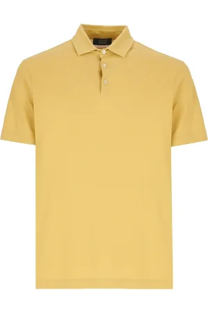ZANONE Top, Herre, Gul, M, Bomuld, Gul Polo Skjorte med Tre Knapper