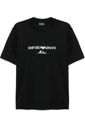Emporio Armani Top, Herre, Sort, 2XL, Bomuld, Sort Crew Neck T-shirts og Polos
