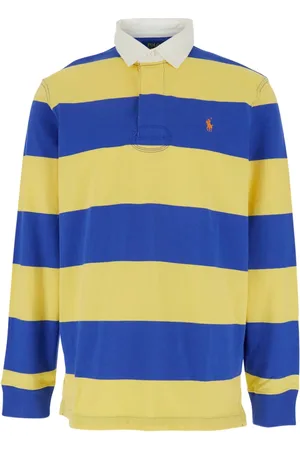 Ralph Lauren Top, Herre, Gul, L, Bomuld, Stribet Bomuld Polo Skjorte Gul Blå