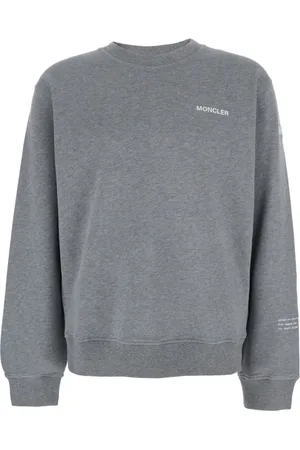 Moncler Sweathshirts & Hoodies, Herre, Grå, XL, Bomuld, Grå Logo Crewneck Sweater Bomuld Mand