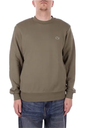 Lacoste Sweathshirts & Hoodies, Herre, Grøn, XL, Bomuld, Militær Logo Front Sweaters