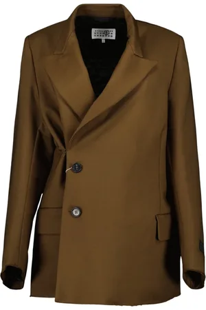 Maison Margiela Jakke, Dame, Brun, 2XS, Brun Asymmetrisk Blazer Efterår-Vinter Kollektion