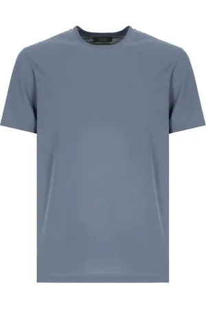 ZANONE Top, Herre, Blå, XL, Bomuld, Blå Bomulds T-shirt og Polo