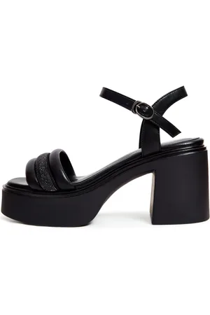 CESARE GASPARI Sko, Dame, Sort, 39 EU, Uld, Stilfulde blokhæl sandaler