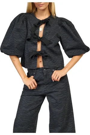 Co`Couture Bluser & Skjorter, Dame, Sort, XS, Bomuld, Animalier Buebluse