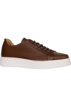 Exton Sko, Herre, Brun, 44 EU, Læder, Brun læder sneaker elegant stil
