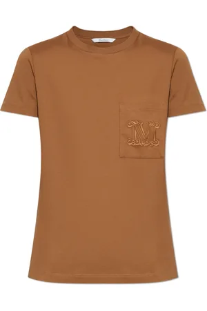 Max Mara Top, Dame, Brun, S, Bomuld, T-shirt Papaia