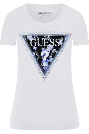 Guess Top, Dame, Hvid, S, Bomuld, Trekantet Blomst T-shirt
