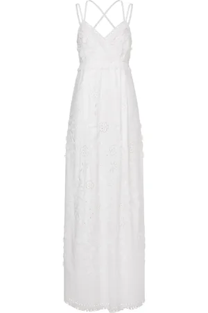 Alberta Ferretti Kjole, Dame, Hvid, XS, Bomuld, Hvid Blondekjole Elegant Speciel Lejlighed