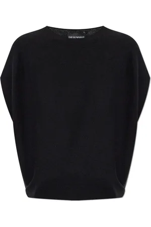 Emporio Armani Strik, Dame, Sort, M, Bomuld, Rund hals sweater