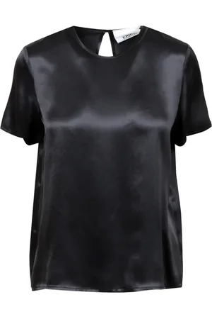 ERIKA CAVALLINI Bluser & Skjorter, Dame, Sort, L, Satin, Sort Satin T-shirt Regular Fit