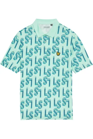 Lyle & Scott Top, Herre, Blå, L, SS Polo Bluser LS Monogram Trykt Polo Skjorte