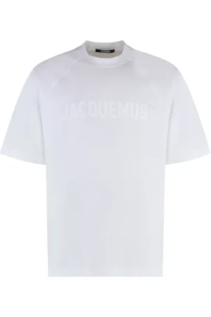 Jacquemus Top, Herre, Hvid, XL, Bomuld, Bomuld Crew-neck T-shirt med Tone-on-tone Print