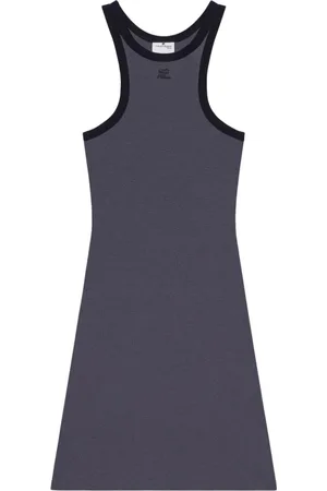 Courrèges Kjole, Dame, Sort, S, Stål Blå Ærmeløs Racerback Kjole