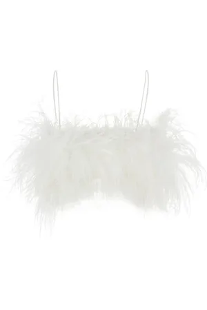 Serafini Top, Dame, Hvid, XS, Hvid Fjer Top Kvinde Viskose