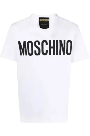 Moschino Top, Herre, Hvid, M, Bomuld, Logo Print Bomuld T-shirt