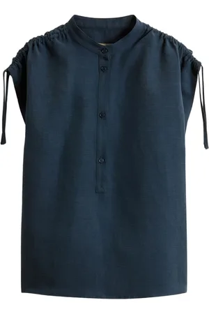 Woolrich Top, Dame, Blå, S, Uld, Blå Linned Skjorte Stilfuld Kvinder