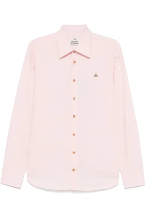 Vivienne Westwood Skjorte, Herre, Lyserød, L, Lyserød skjorte med Orb Logo Broderi