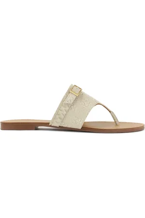Kazar Sko, Dame, Hvid, 41 EU, Læder, Præget læder flade flip flops