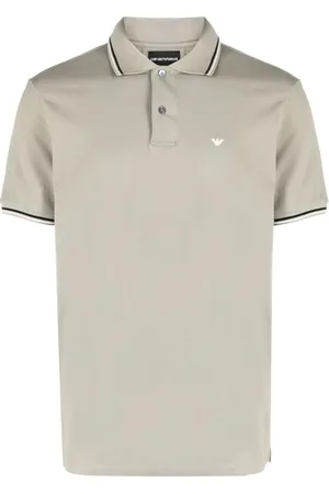 Emporio Armani Top, Herre, , M, Bomuld, Broderet Bomuld Polo Skjorte med Knapper