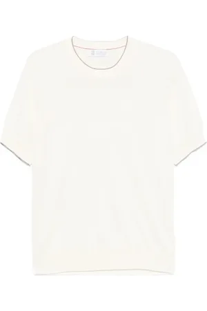 Brunello Cucinelli Top, Herre, Hvid, XL, Bomuld, Crew Neck T-Shirt