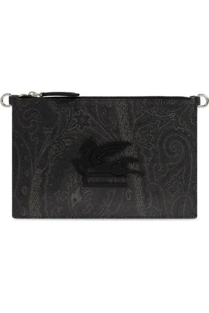 Etro Taske, Herre, Sort, ONE SIZE, Uld, Skuldertaske med logoformet lap