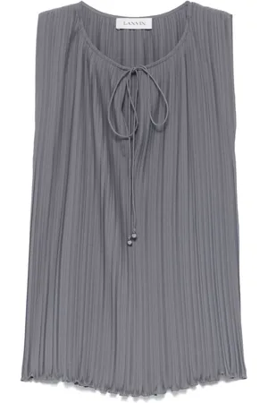 Lanvin Top, Dame, Grå, S, Slate Grey Ærmeløs Snøret Top