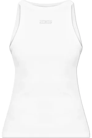 Gestuz Top, Dame, Hvid, L, Bomuld, Ribstrikket top