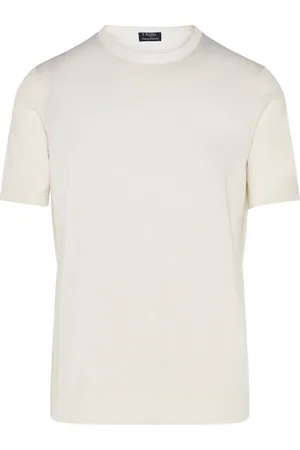 BARBA Top, Herre, Hvid, 2XL, Luksus Silke T-shirt Lavet i Italien